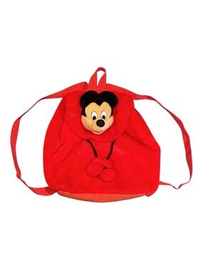 Vintage Disney Red Plush Mickey Kids Backpack
